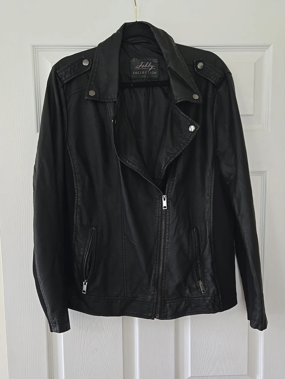 Sebby Collection Faux Leather Black Biker Jacket